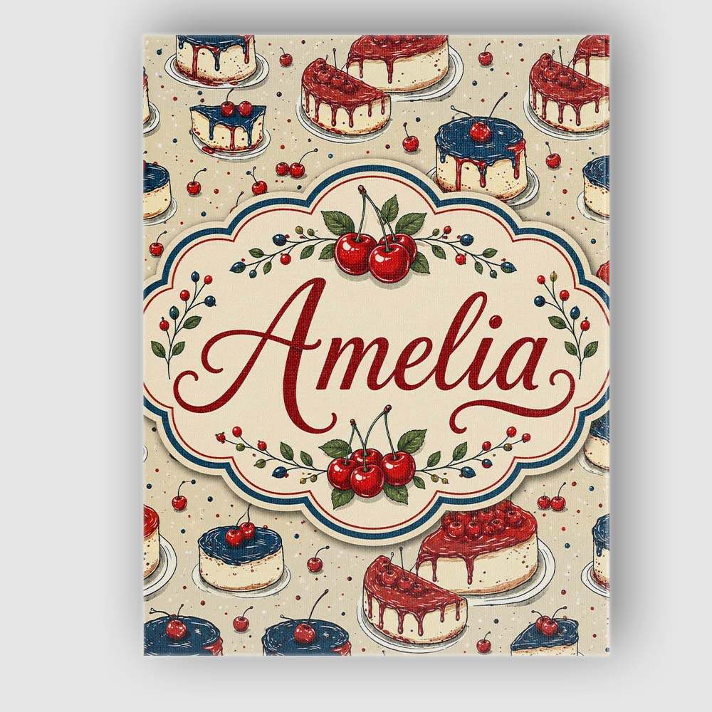 Personalised Name Red and Blue Glazed Custom Modern Room Accent Creative Decorator Style Canvas Wall Art Print Decor Picture Ready to Hang