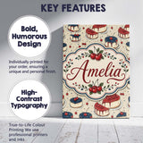 Personalised Name Red and Blue Glazed Custom Modern Room Accent Creative Decorator Style Canvas Wall Art Print Decor Picture Ready to Hang