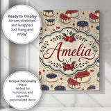 Personalised Name Red and Blue Glazed Custom Modern Room Accent Creative Decorator Style Canvas Wall Art Print Decor Picture Ready to Hang