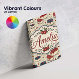 Personalised Name Red and Blue Glazed Custom Modern Room Accent Creative Decorator Style Canvas Wall Art Print Decor Picture Ready to Hang