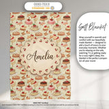 Vintage Cake Selection with Cherry Toppings Seamless Pattern Lovely  Personalised Custom Name Super Soft Fleece Blanket Bed Sofa Throw