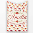 Strawberry Layer Cake Sweet Dessert Variety Seamless Pattern Lovely  Personalised Custom Name Super Soft Fleece Blanket Bed Sofa Throw