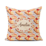Custom Name Cherry Drizzle Cheesecake Slice Up Seamless Pattern Square Filled Cushion Throw Pillow Sofa Bed Home Decor Zip Washable UK Made