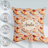 Custom Name Cherry Drizzle Cheesecake Slice Up Seamless Pattern Square Filled Cushion Throw Pillow Sofa Bed Home Decor Zip Washable UK Made