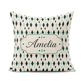 Custom Name Minimal Geometric Diamond Abstract Seamless Pattern Square Filled Cushion Throw Pillow Sofa Bed Home Decor Zip Washable UK Made