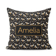 Custom Name Cute Honey Bees and Botanical Leaves Dark Background Square Filled Cushion Throw Pillow Sofa Bed Home Decor Zip Washable UK Made