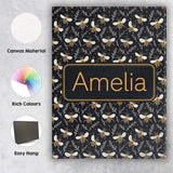 Personalised Name Cute Honey Bees and Custom Modern Room Accent Creative Decorator Style Canvas Wall Art Print Decor Picture Ready to Hang