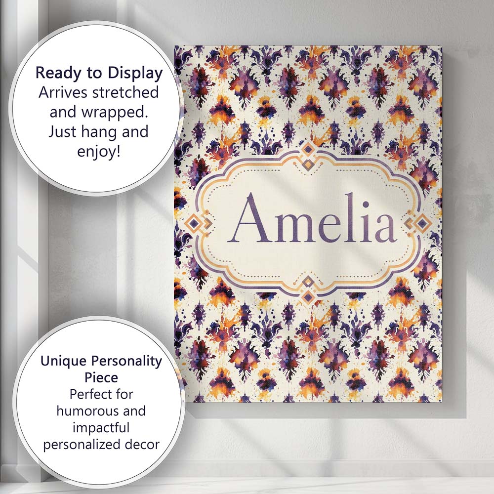 Personalised Name Abstract Watercolor Ink Custom  Unique Gift Idea Elegant Feature Canvas Wall Art Print Decor Picture Ready to Hang