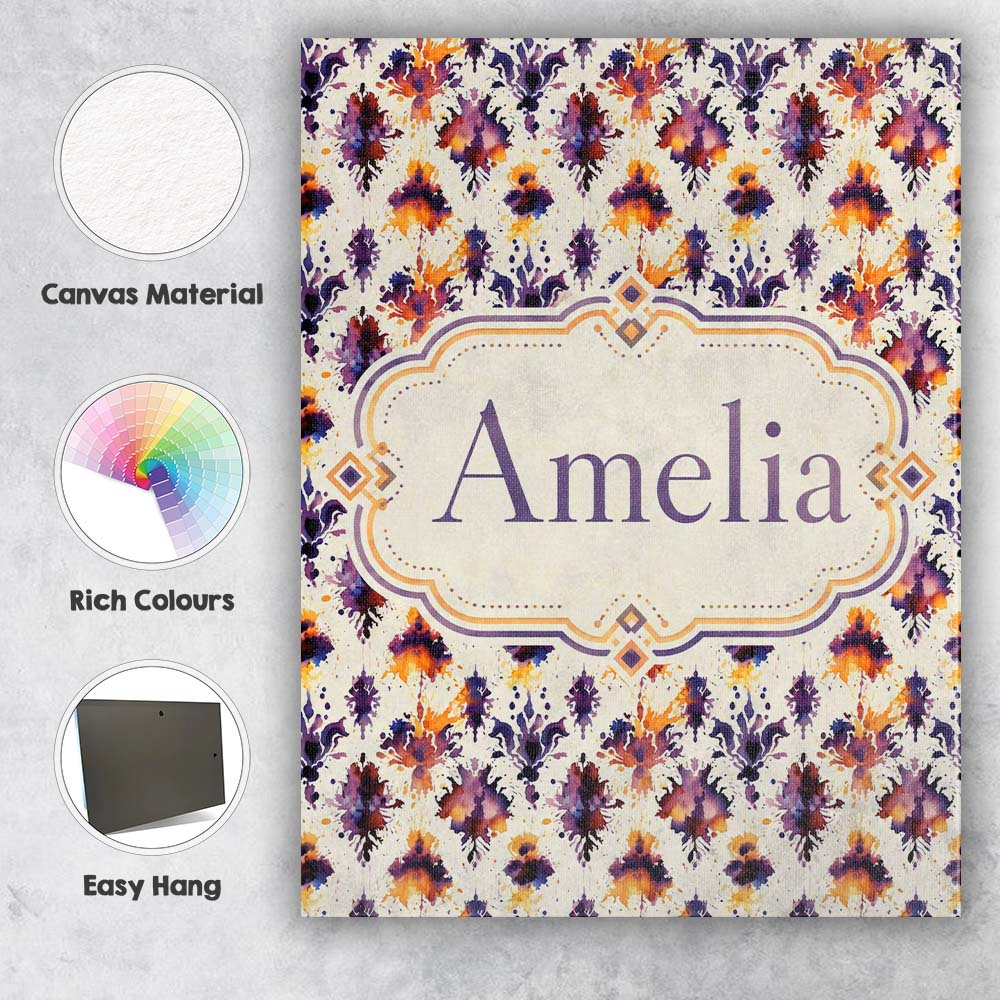 Personalised Name Abstract Watercolor Ink Custom  Unique Gift Idea Elegant Feature Canvas Wall Art Print Decor Picture Ready to Hang