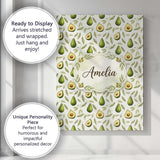Personalised Name Watercolor Avocado Pear Leaf Botanical Seamless Custom  Bespoke Canvas Wall Art Print Decor Picture Ready to Hang