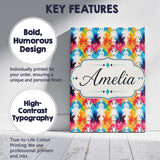 Personalised Name Colorful Paint Splash Custom  Modern Room Accent Elegant Feature Canvas Wall Art Print Decor Picture Ready to Hang