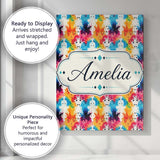 Personalised Name Colorful Paint Splash Custom  Modern Room Accent Elegant Feature Canvas Wall Art Print Decor Picture Ready to Hang