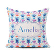 Custom Name Purple Watercolor Abstract Artistic Seamless Pattern Square Filled Cushion Throw Pillow Sofa Bed Home Decor Zip Washable UK Made