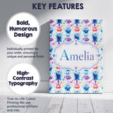 Personalised Name Blue Purple Watercolor Custom  Unique Gift Idea Elegant Feature Canvas Wall Art Print Decor Picture Ready to Hang
