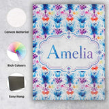 Personalised Name Blue Purple Watercolor Custom  Unique Gift Idea Elegant Feature Canvas Wall Art Print Decor Picture Ready to Hang