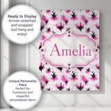 Personalised Name Pink Black Ink Blot Custom Modern Room Accent Creative Decorator Style Canvas Wall Art Print Decor Picture Ready to Hang