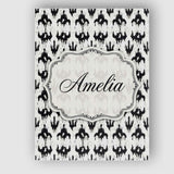 Personalised Name Black White Ink Blot Custom  Modern Room Accent Elegant Feature Canvas Wall Art Print Decor Picture Ready to Hang