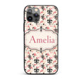 Pink Grunge Fleur De Lis Artistic Printed Design Custom Name Protective Phone Case Mobile Cover Durable Everyday Smartphone Shock Resistant