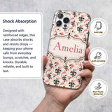 Pink Grunge Fleur De Lis Artistic Printed Design Custom Name Protective Phone Case Mobile Cover Durable Everyday Smartphone Shock Resistant