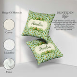 Custom Name Fresh Avocado Pear Leaf Pattern Soft Blue Background Square Filled Cushion Throw Pillow Sofa Bed Home Decor Zip Washable UK Made