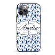 Blue Watercolour Droplet Abstract Printed Design Custom Name Protective Phone Case Mobile Cover Durable Everyday Smartphone Shock Resistant