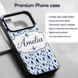 Blue Watercolour Droplet Abstract Printed Design Custom Name Protective Phone Case Mobile Cover Durable Everyday Smartphone Shock Resistant