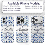 Blue Watercolour Droplet Abstract Printed Design Custom Name Protective Phone Case Mobile Cover Durable Everyday Smartphone Shock Resistant