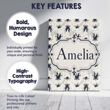 Personalised Name Black Ink Splatter Custom Premium Decorative Design Modern Room Accent Canvas Wall Art Print Decor Picture Ready to Hang