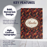 Personalised Name Rich Red Gold Ornamental Custom  Unique Gift Idea Elegant Feature Canvas Wall Art Print Decor Picture Ready to Hang