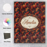 Personalised Name Rich Red Gold Ornamental Custom  Unique Gift Idea Elegant Feature Canvas Wall Art Print Decor Picture Ready to Hang