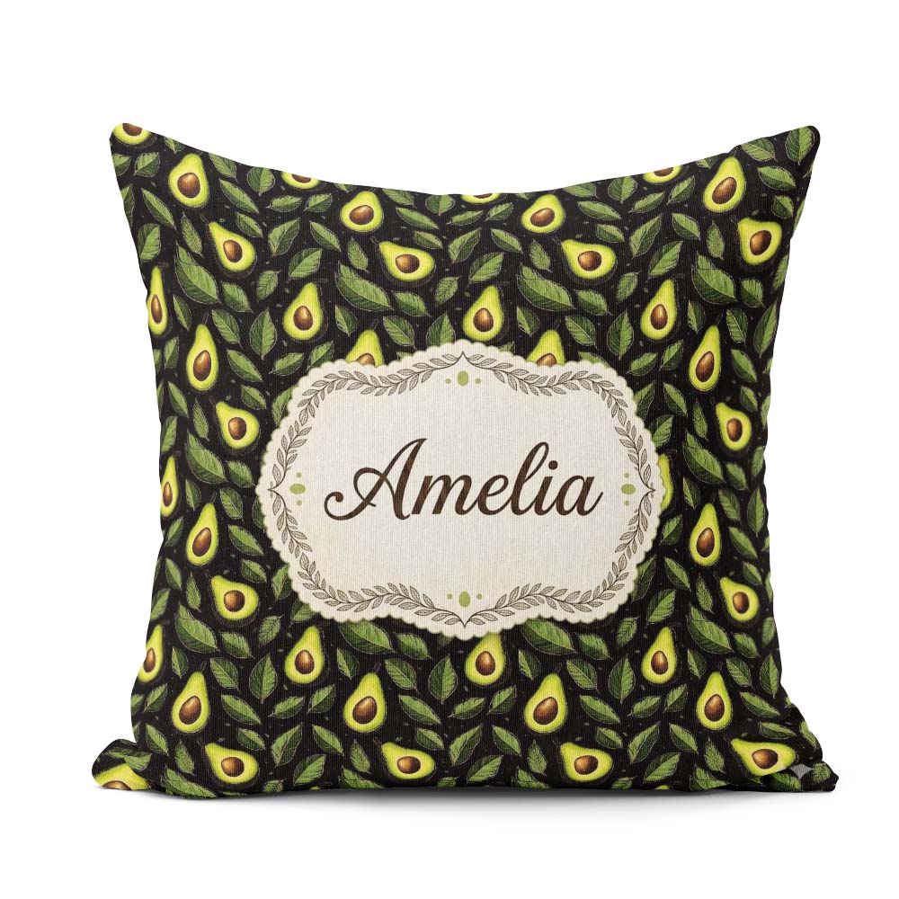 Custom Name Dark Seamless Black Background Fresh Fruit Botanical Square Filled Cushion Throw Pillow Sofa Bed Home Decor Zip Washable UK Made