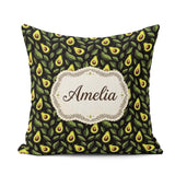 Custom Name Dark Seamless Black Background Fresh Fruit Botanical Square Filled Cushion Throw Pillow Sofa Bed Home Decor Zip Washable UK Made