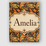 Personalised Name Golden Orange Ornamental Custom  Unique Gift Idea Elegant Feature Canvas Wall Art Print Decor Picture Ready to Hang
