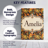 Personalised Name Golden Orange Ornamental Custom  Unique Gift Idea Elegant Feature Canvas Wall Art Print Decor Picture Ready to Hang