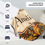 Golden Orange Ornamental Paisley Leaf Swirl Seamless Pattern Lovely  Personalised Custom Name Super Soft Fleece Blanket Bed Sofa Throw