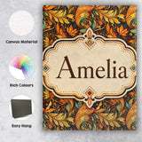 Personalised Name Golden Orange Ornamental Custom  Unique Gift Idea Elegant Feature Canvas Wall Art Print Decor Picture Ready to Hang