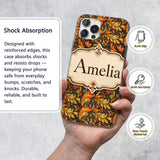 Golden Orange Ornamental Paisley Printed Design Custom Name Protective Phone Case Mobile Cover Durable Everyday Smartphone Shock Resistant