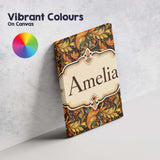 Personalised Name Golden Orange Ornamental Custom  Unique Gift Idea Elegant Feature Canvas Wall Art Print Decor Picture Ready to Hang
