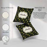 Custom Name Dark Seamless Black Background Fresh Fruit Botanical Square Filled Cushion Throw Pillow Sofa Bed Home Decor Zip Washable UK Made