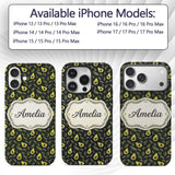 Dark Avocado Leaf Seamless Black Background Fresh Custom Name Protective Phone Case Mobile Cover Durable Everyday Smartphone Shock Resistant