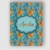 Personalised Name Teal Orange Grunge Floral Custom  Bespoke Interior Contemporary Canvas Wall Art Print Decor Picture Ready to Hang