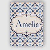 Personalised Name Blue White Nordic Folk Custom  Unique Gift Idea Elegant Feature Canvas Wall Art Print Decor Picture Ready to Hang