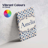 Personalised Name Blue White Nordic Folk Custom  Unique Gift Idea Elegant Feature Canvas Wall Art Print Decor Picture Ready to Hang