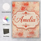 Personalised Name Soft Red Floral Watercolour Custom Unique Gift Idea Modern Room Accent Canvas Wall Art Print Decor Picture Ready to Hang