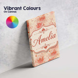 Personalised Name Soft Red Floral Watercolour Custom Unique Gift Idea Modern Room Accent Canvas Wall Art Print Decor Picture Ready to Hang