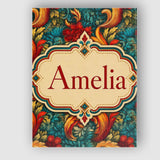 Personalised Name Teal Orange Baroque Custom Modern Room Accent Creative Decorator Style Canvas Wall Art Print Decor Picture Ready to Hang