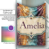 Abstract Grunge Patchwork Texture Seamless Pattern Cute Unique Gift  Personalised Custom Name Super Soft Fleece Blanket Bed Sofa Throw