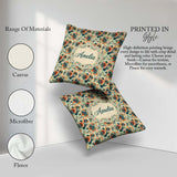 Custom Name Teal Orange Floral Garden Seamless Pattern Beautiful Square Filled Cushion Throw Pillow Sofa Bed Home Decor Zip Washable UK Made