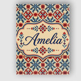 Personalised Name Traditional Red Blue Custom  Modern Room Accent Elegant Feature Canvas Wall Art Print Decor Picture Ready to Hang