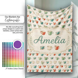Rustic Hand Drawn Coffee Cups Vintage Style Seamless Pattern Lovely  Personalised Custom Name Super Soft Fleece Blanket Bed Sofa Throw